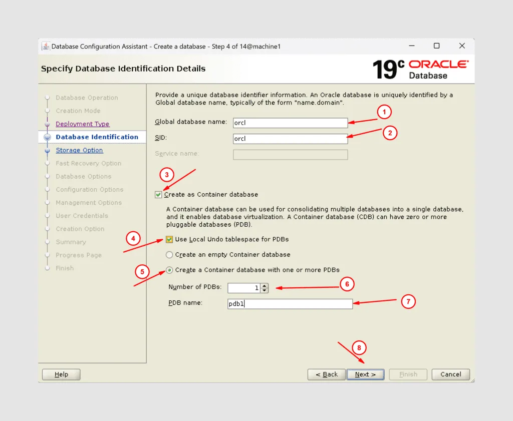 How to create oracle database using gui - graphical user interface method: 6 Database creation step6
