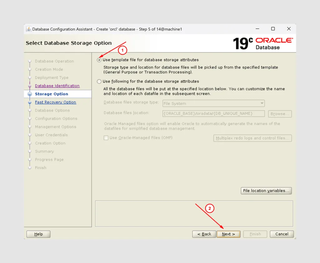 How to create oracle database using gui - graphical user interface method: 7 Database creation step7