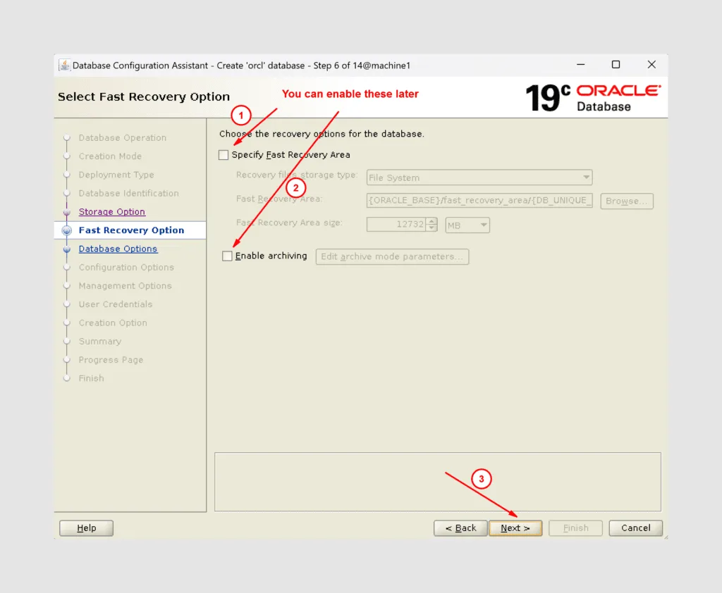 How to create oracle database using gui - graphical user interface method: 8 Database creation step8