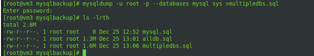 mysqldump multiple database