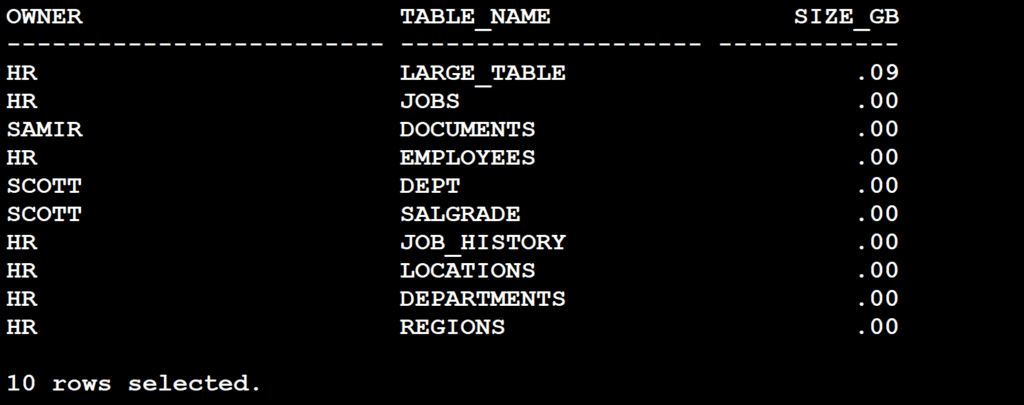 Finding the top 10 largest tables in Oracle: Easy Guide