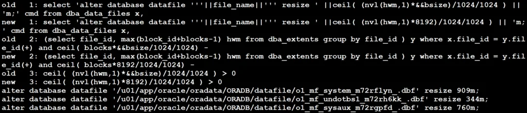 Optimizing oracle data files: 1 easy script to reclaim space from datafile oracle 2 Screenshot 2024 11 11 223414