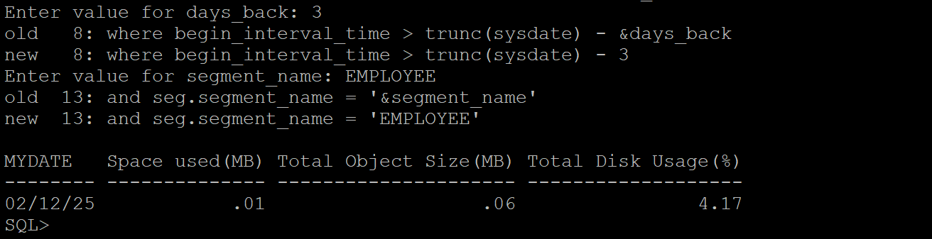Monitor Table Size Changes In Oracle : Powerful DBA Script